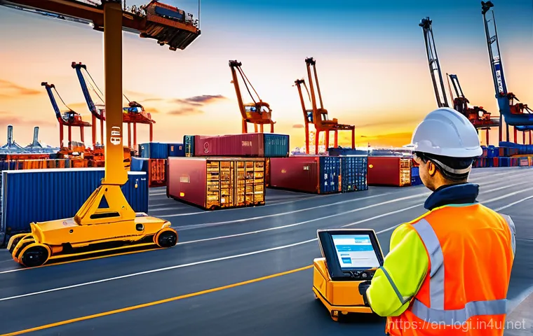 물류정보관리사와 해상 물류 관리 - Image Prompt 1: The Automated Port of Tomorrow**