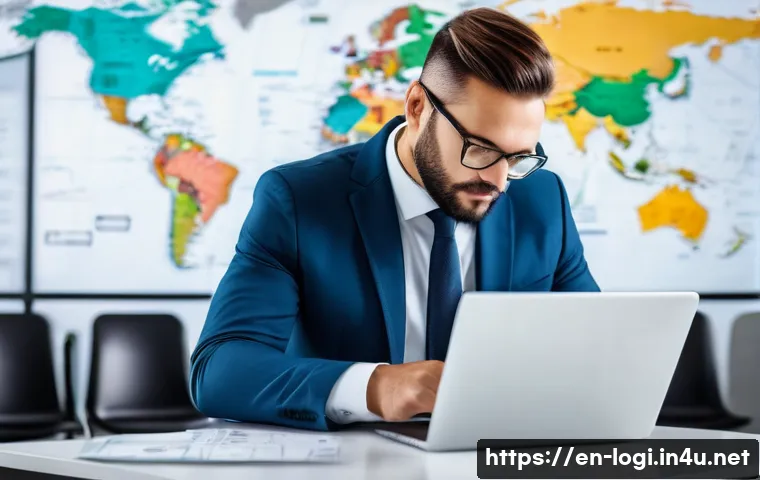 물류정보관리사 자격증과 배송 최적화 전략 - A professional logistics expert confidently reviewing complex supply chain diagrams and digital cert...